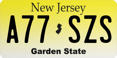 NJ license plate A77SZS