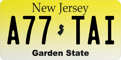 NJ license plate A77TAI