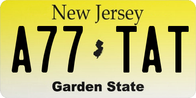 NJ license plate A77TAT