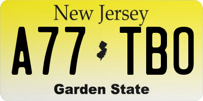 NJ license plate A77TBO