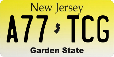 NJ license plate A77TCG