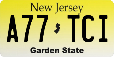 NJ license plate A77TCI