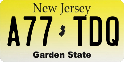 NJ license plate A77TDQ