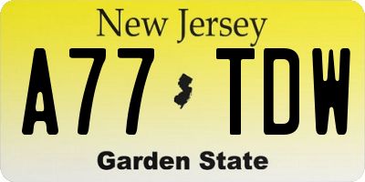 NJ license plate A77TDW