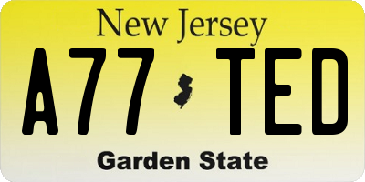 NJ license plate A77TED