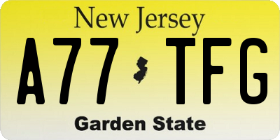 NJ license plate A77TFG