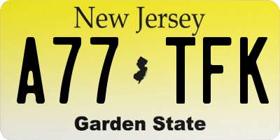 NJ license plate A77TFK