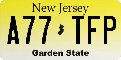 NJ license plate A77TFP