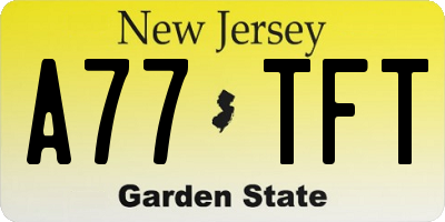 NJ license plate A77TFT