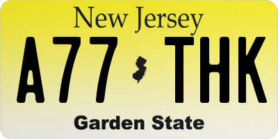 NJ license plate A77THK