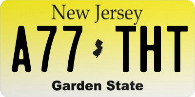 NJ license plate A77THT