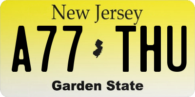 NJ license plate A77THU