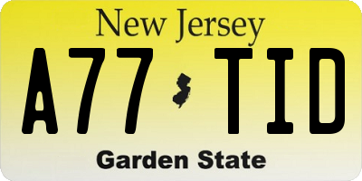 NJ license plate A77TID