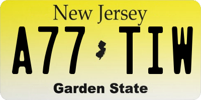 NJ license plate A77TIW