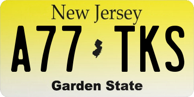 NJ license plate A77TKS