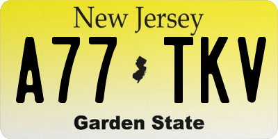NJ license plate A77TKV
