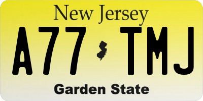 NJ license plate A77TMJ