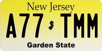 NJ license plate A77TMM