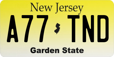 NJ license plate A77TND