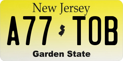 NJ license plate A77TOB