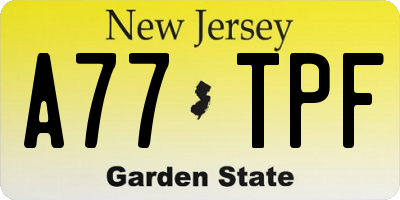 NJ license plate A77TPF