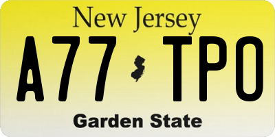 NJ license plate A77TPO