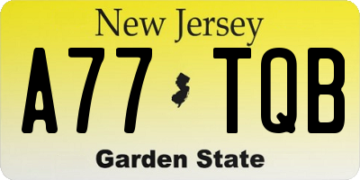 NJ license plate A77TQB
