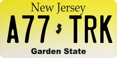 NJ license plate A77TRK