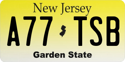 NJ license plate A77TSB