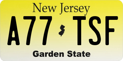 NJ license plate A77TSF