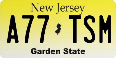 NJ license plate A77TSM