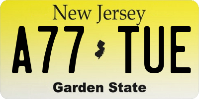 NJ license plate A77TUE