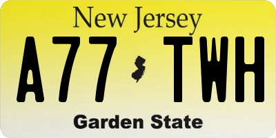 NJ license plate A77TWH