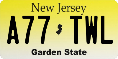 NJ license plate A77TWL