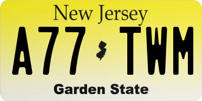 NJ license plate A77TWM