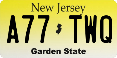 NJ license plate A77TWQ