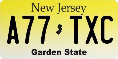 NJ license plate A77TXC