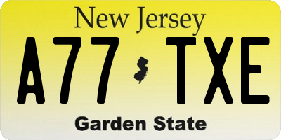 NJ license plate A77TXE