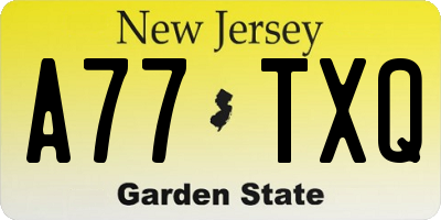 NJ license plate A77TXQ