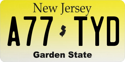 NJ license plate A77TYD