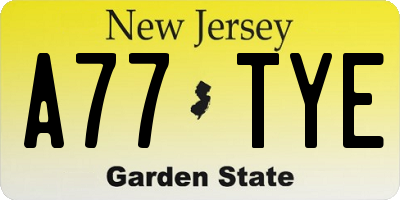 NJ license plate A77TYE