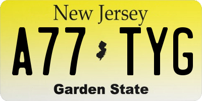NJ license plate A77TYG