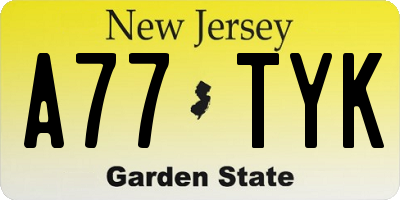 NJ license plate A77TYK