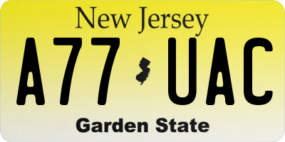 NJ license plate A77UAC