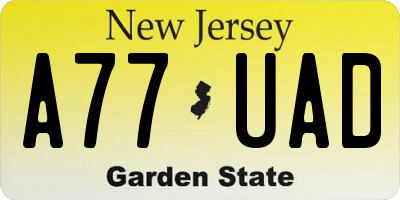 NJ license plate A77UAD