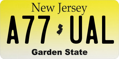 NJ license plate A77UAL