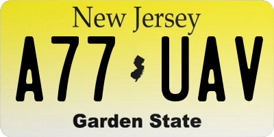 NJ license plate A77UAV