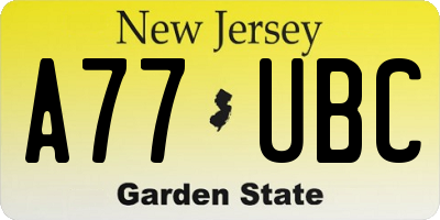 NJ license plate A77UBC