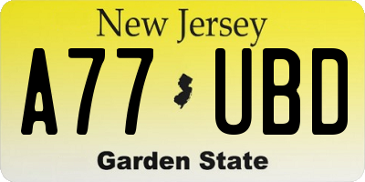 NJ license plate A77UBD