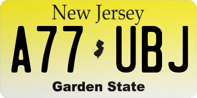 NJ license plate A77UBJ